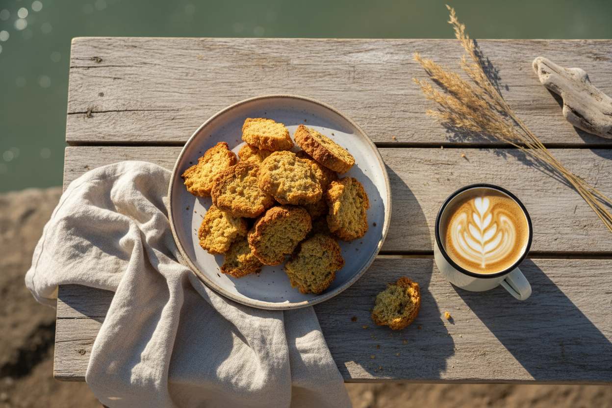West Coast morning hero image with rusks and cappuccino